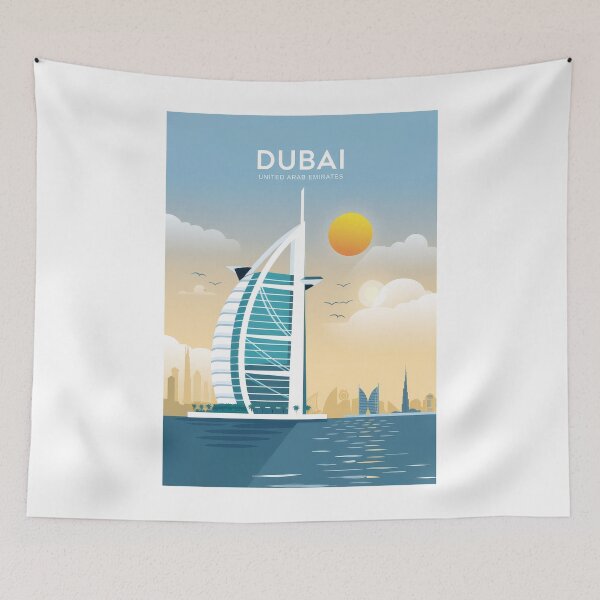 Item preview, Vintage Dubai UAE – Minimalist Dubai Travel Poster – Retro Skyline at Sunset designed and sold by pod24.
