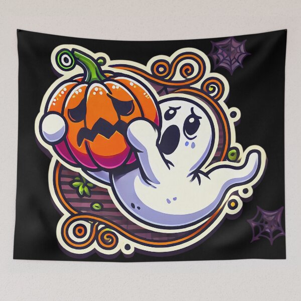 Item preview, Spooky Ghost and Pumpkin Fun. designed and sold by Linework Studio.