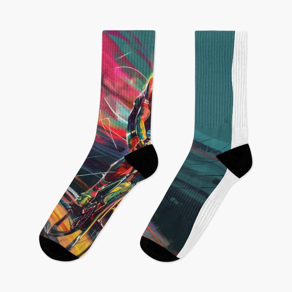 Item preview, Dynamic road cyclist with abstract racing background designed and sold by Piotrek0001.