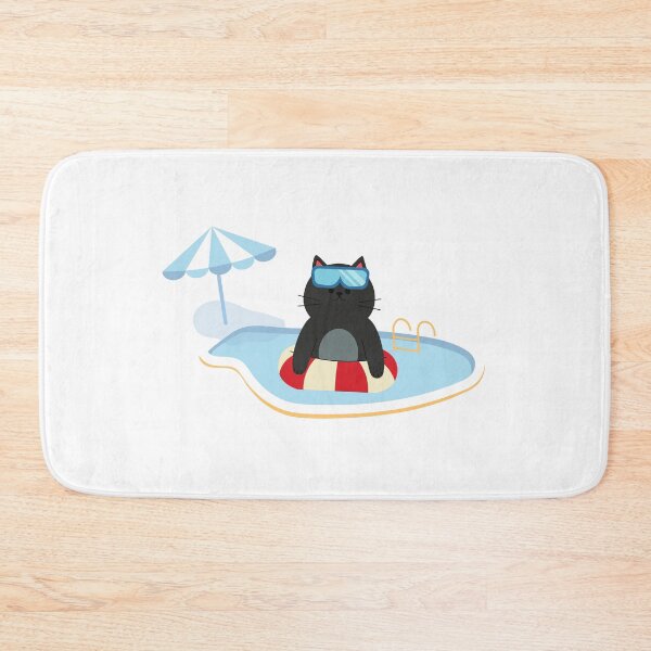 Item preview, cat swimming ocean piscine beach sea in the lake cute colored design for unique sticker gift designed and sold by puurfectcat.