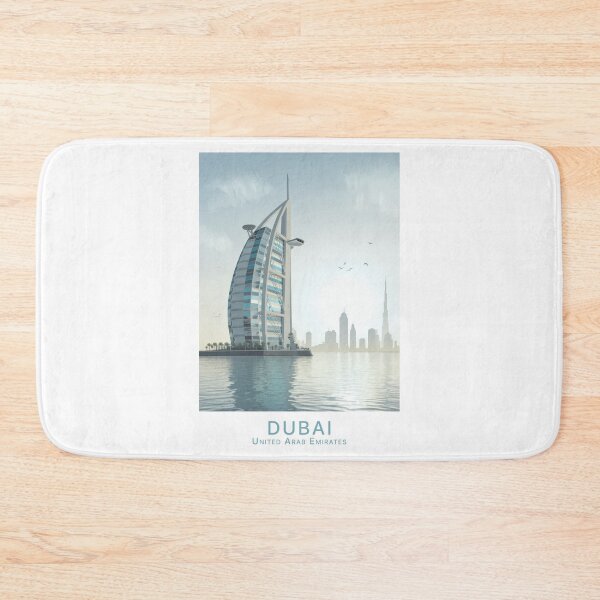 Item preview, Vintage Retro Dubai Travel Poster – Minimalist Skyline and Burj Al Arab in Morning Light designed and sold by pod24.