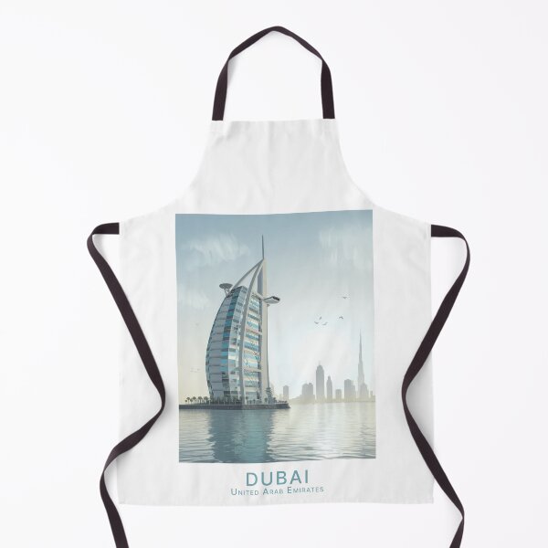 Item preview, Vintage Retro Dubai Travel Poster – Minimalist Skyline and Burj Al Arab in Morning Light designed and sold by pod24.