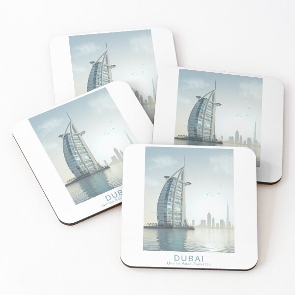 Item preview, Vintage Retro Dubai Travel Poster – Minimalist Skyline and Burj Al Arab in Morning Light designed and sold by pod24.