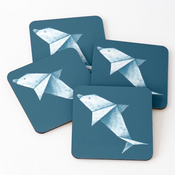 Item preview, ORIGAMI dolphin painted in watercolor designed and sold by GinColorist.