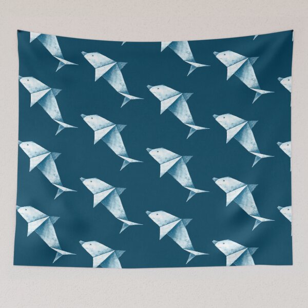 Item preview, ORIGAMI dolphin painted in watercolor designed and sold by GinColorist.