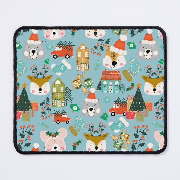 Item preview, Woodland Cute Christmas Festive Furry Friends Light Blue designed and sold by susycosta.