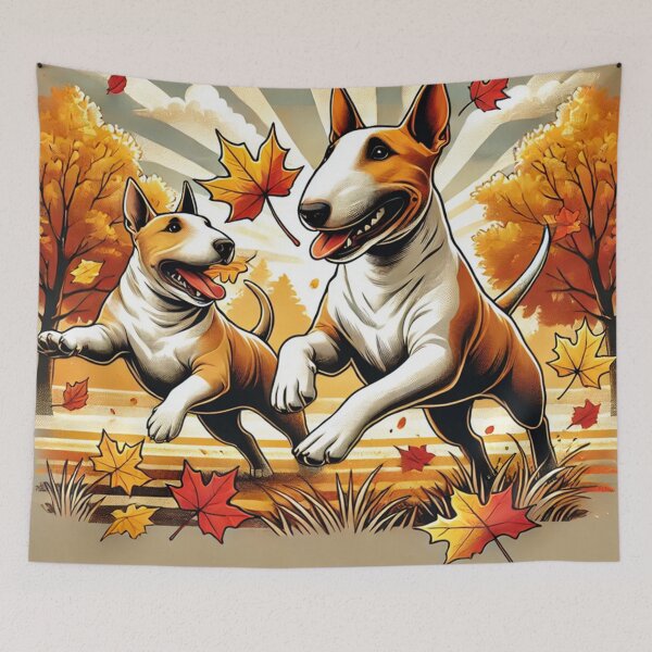 Item preview, Bull Terriers Playing in Autumn Park designed and sold by Kenny8716.