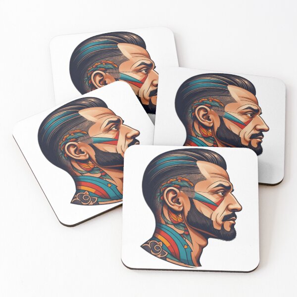 Item preview, Aesthetics Man Face with Tattoo designed and sold by HUMORONCOTTON.