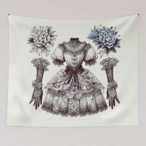 Item preview, Victorian Elegance: Gothic Dress and Lace Gloves designed and sold by communedesigns.