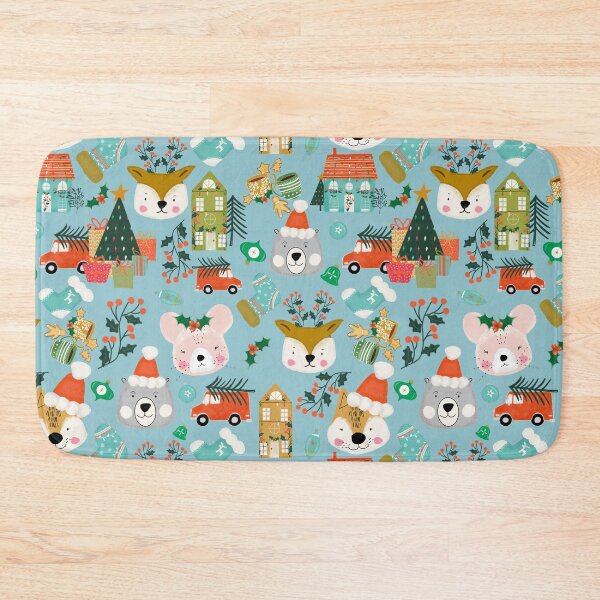 Item preview, Woodland Cute Christmas Festive Furry Friends Light Blue designed and sold by susycosta.