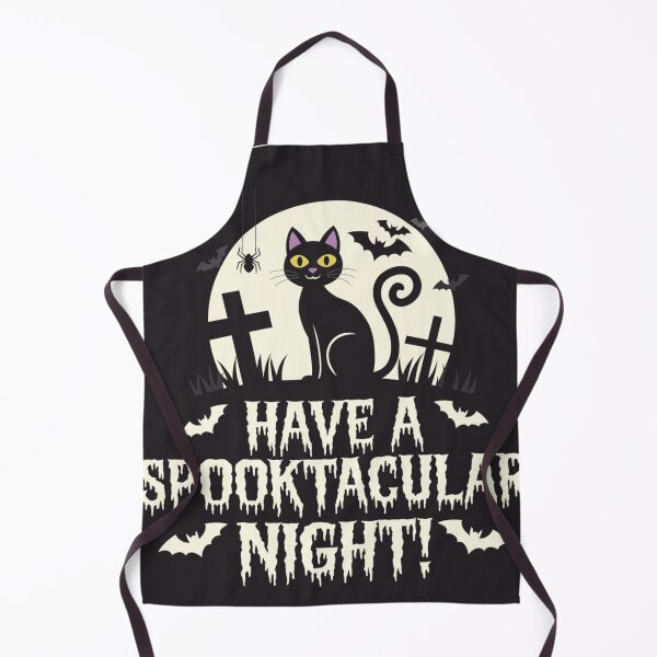 Item preview, Have a spooktacular night / Halloween black cat sitting in graveyard designed and sold by LostForSpace.