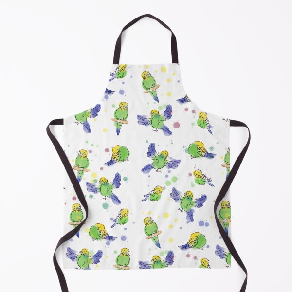 Item preview, Green budgies pattern (white) designed and sold by PicajoArt.
