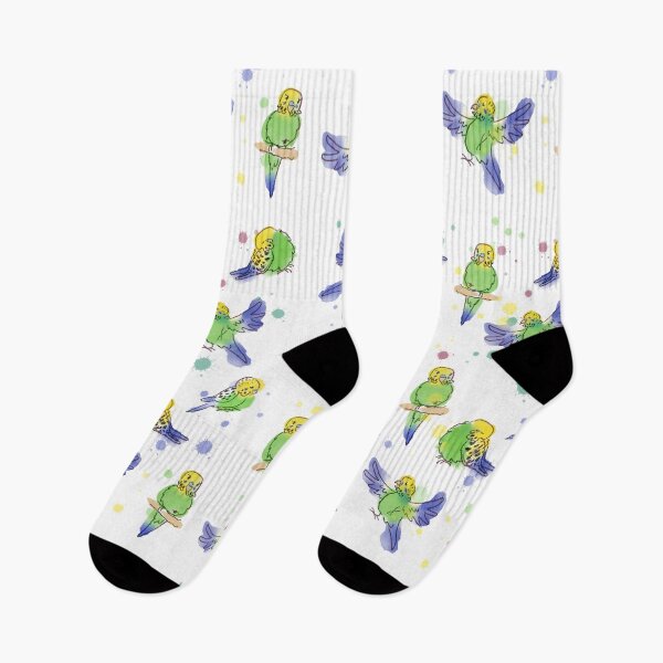 Item preview, Green budgies pattern (white) designed and sold by PicajoArt.