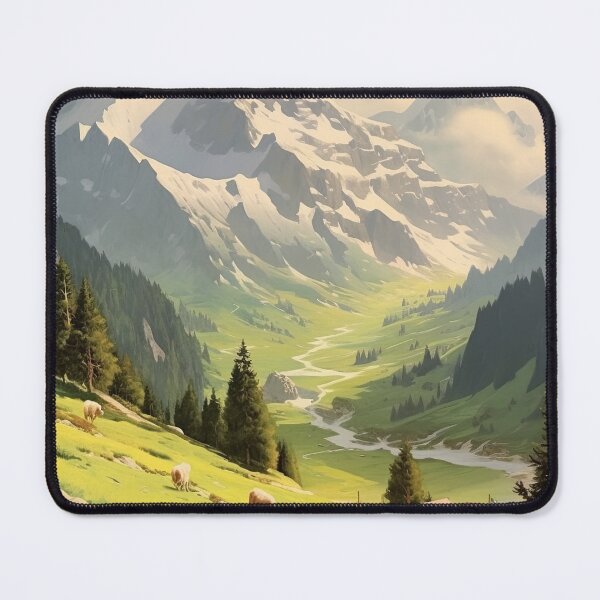 Item preview, Swiss Alps Pastoral Landscape: Vintage Alpine Scenery designed and sold by paediilart.