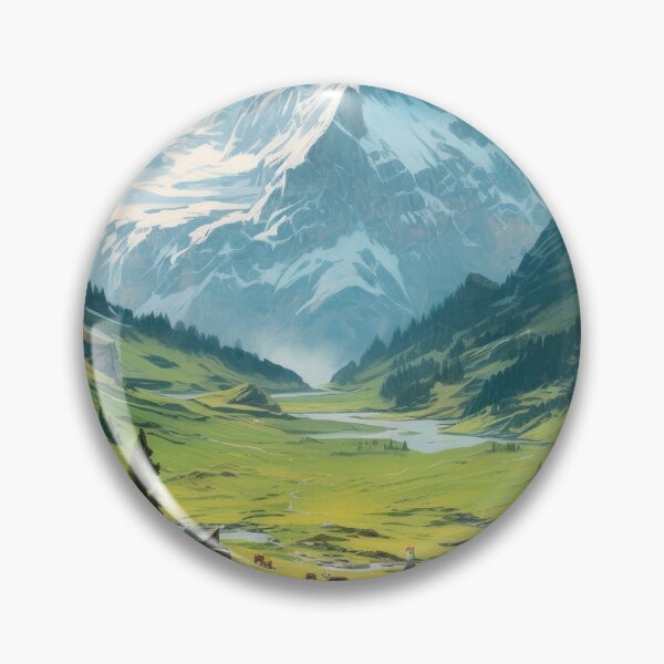 Artikelvorschau, Schweizer Alpen Pastorale Szene: Vintage Alpenlandschaft entworfen und verkauft von paediilart.