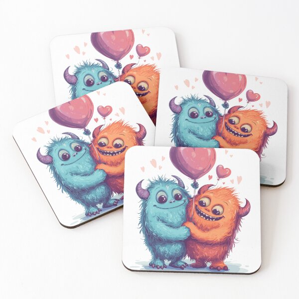 Item preview, Adorable Monster Couple With Heart Balloon Cute Love Design designed and sold by ThreadQuirk.