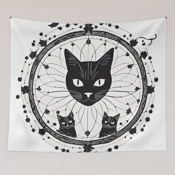Item preview, Mystical and Floral Cat Mandala designed and sold by MandalasShops.