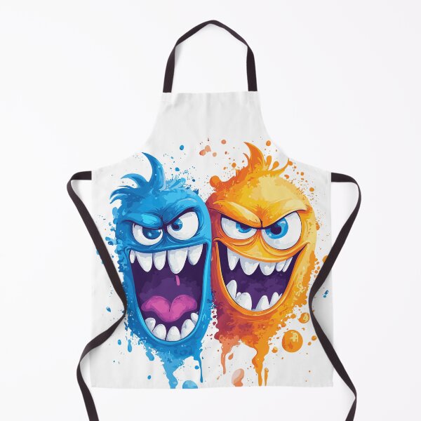 Aperçu de l'œuvre Duo de monstres éclaboussés bleu et orange au design amusant créée et vendue par ThreadQuirk.