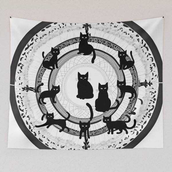 Item preview, Mystical Mandala of Black Cats designed and sold by MandalasShops.