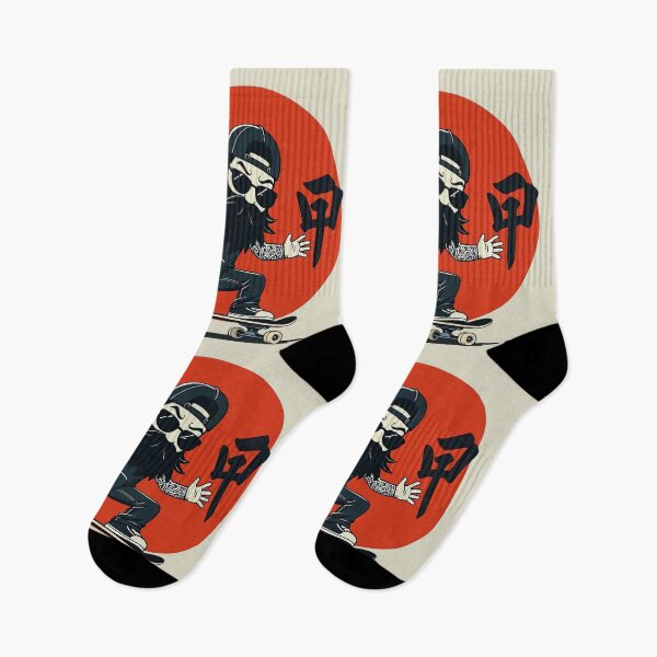 Item preview, Bearded Skater with Japanese Sun | Cool Street Art designed and sold by IAPICTURE.