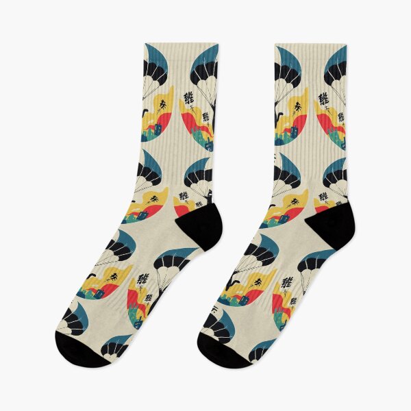Item preview, Parachuting Ninja Cat Over City | Retro Japanese Art designed and sold by GALUMARKET.