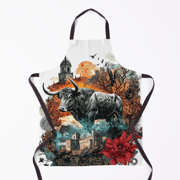 Item preview, Majestic Spanish Bull And Castle Artistic Heritage Design designed and sold by ThreadQuirk.