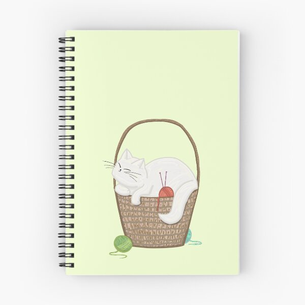 Item preview, Fluffy White Cat with Yarn Basket designed and sold by KitKattyDesigns.