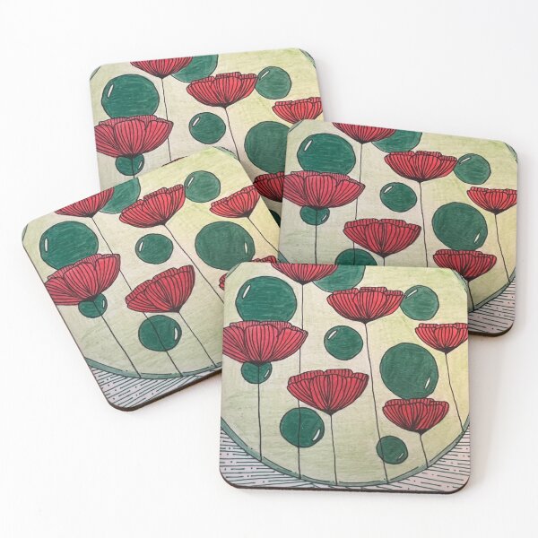 Item preview, Free drawing of little red flowers designed and sold by lucilagu.
