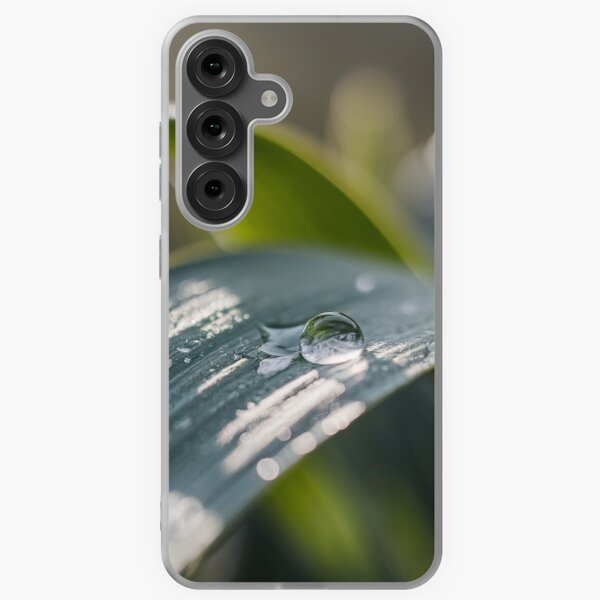 Item preview, Macro photography, minimalist water drop on leaf designed and sold by MajkelVisionArt.