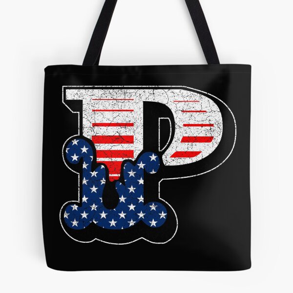 Item preview, P RETRO STYLE CAPITAL LETTER INITIAL T-SHIRT CLASSIC VINTAGE DISTRESSED STARS AND STRIPES AMERICAN USA FLAG AMERICA 4th JULY FONT LOGO TYPEFACE LETTERING TYPOGRAPHY MONOGRAM TEE designed and sold by prezziefactory.