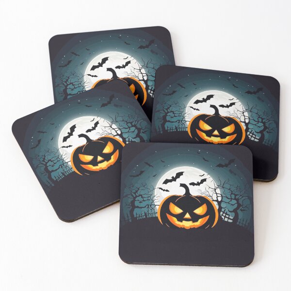 Item preview, Halloween night with pumpkins and flying bats on a full moon night designed and sold by TYTOS-SHOP.