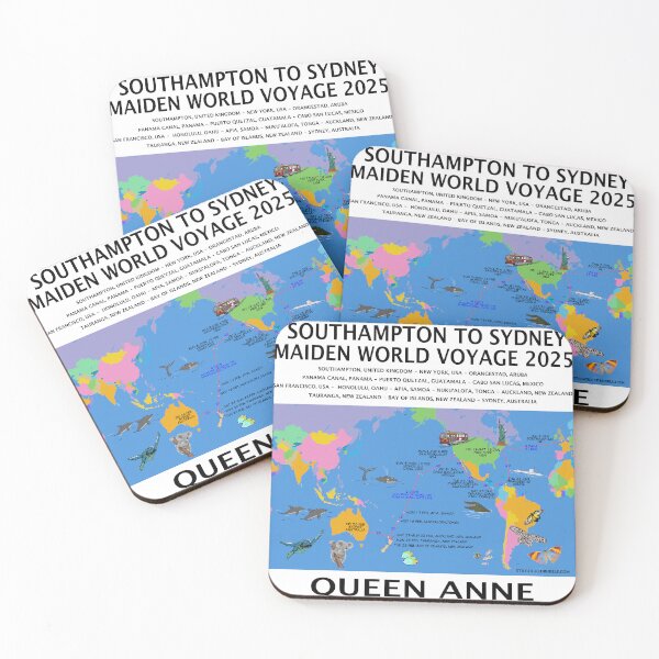 Item preview, CUNARD 2025 H504B SOUTHAMPTON TO SYDNEY LEG OF WORLD VOYAGE FULLY ILLUSTRATED ROUTE MAP designed and sold by stilgoe.