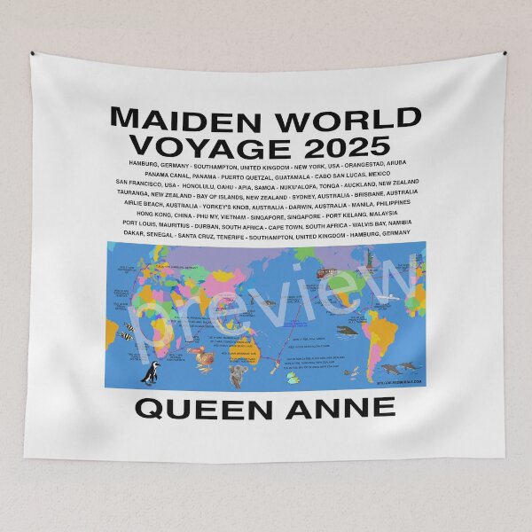 Item preview, CUNARD 2025 H504B SOUTHAMPTON TO SYDNEY LEG OF WORLD VOYAGE FULLY ILLUSTRATED ROUTE MAP designed and sold by stilgoe.