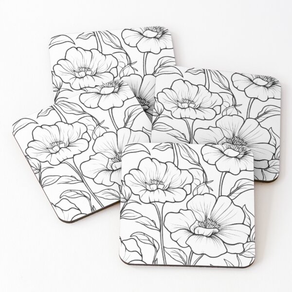 Item preview, "Modern Cartoon Floral Coloring Page for Adults" designed and sold by DrRoza.