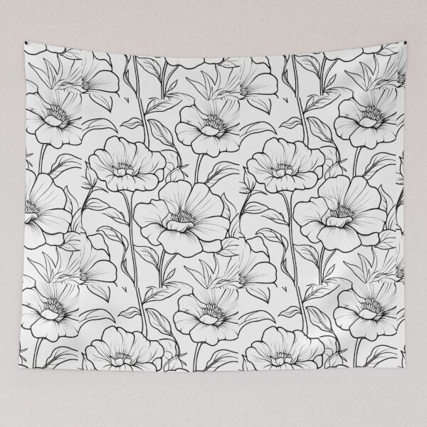 Item preview, "Modern Cartoon Floral Coloring Page for Adults" designed and sold by DrRoza.
