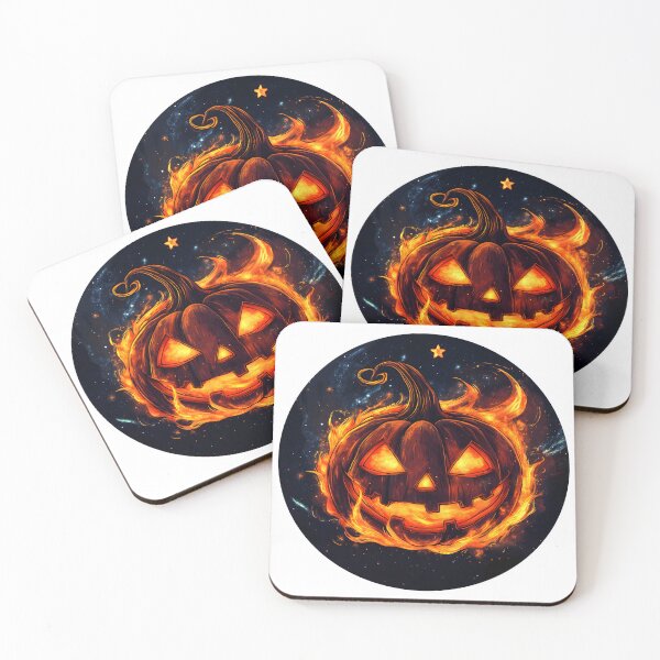 Item preview, Flaming Jack-O'-Lantern in Starry Sky designed and sold by CharmingQuill.