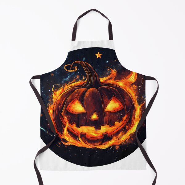 Item preview, Flaming Jack-O'-Lantern in Starry Sky designed and sold by CharmingQuill.