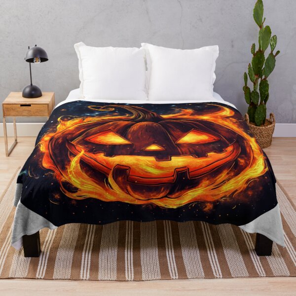 Item preview, Flaming Jack-O'-Lantern in Starry Sky designed and sold by CharmingQuill.