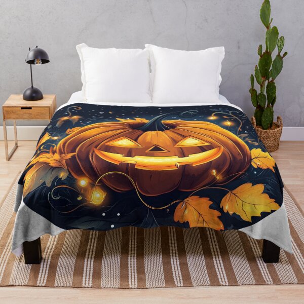 Item preview, Bright Pumpkin Lantern Amidst Enchanted Leaves designed and sold by CharmingQuill.