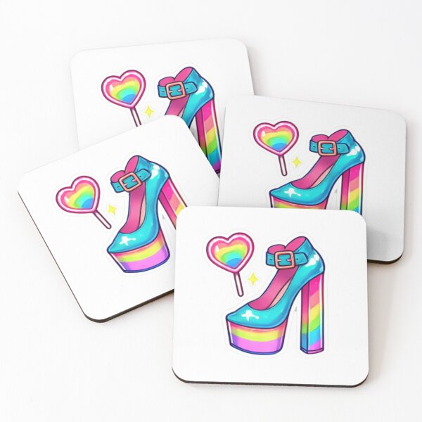 Item preview, CUTE GIRLYPOP STICKER RAINBOW PLATFORM PUMPS HIGH HEEL designed and sold by Arts4U.