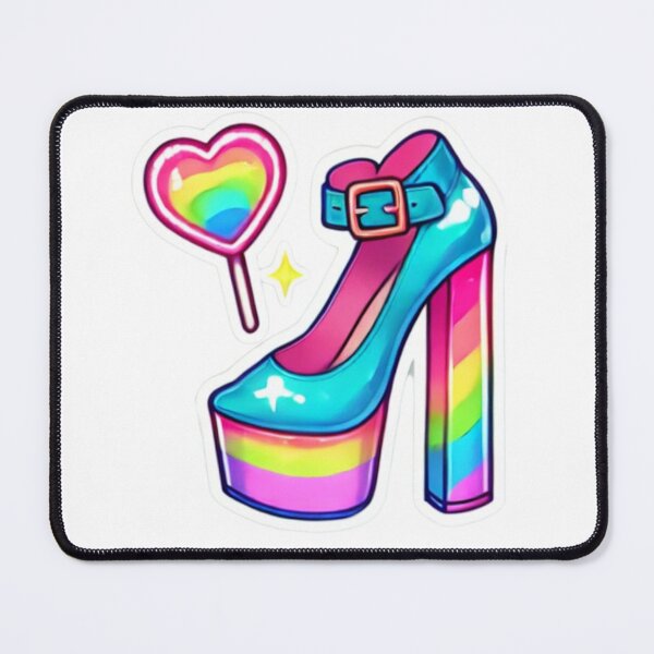 Item preview, CUTE GIRLYPOP STICKER RAINBOW PLATFORM PUMPS HIGH HEEL designed and sold by Arts4U.
