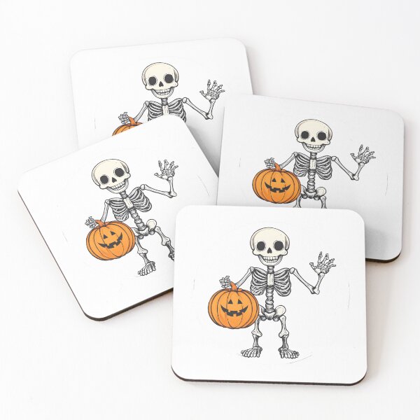 Aperçu de l'œuvre Squelette avec citrouille d'Halloween comme compagnon créée et vendue par CharmingQuill.