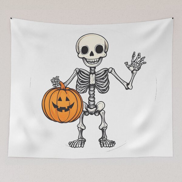 Item preview, Skeleton with Halloween Pumpkin Companion designed and sold by CharmingQuill.