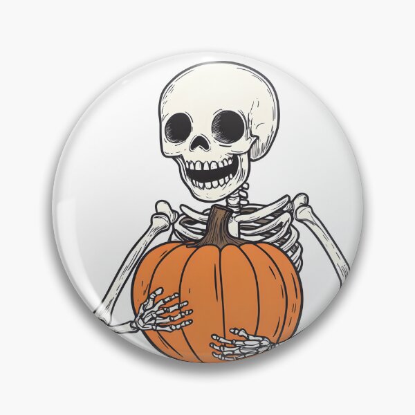 Item preview, Skeleton Hugging Halloween Pumpkin Illustration designed and sold by CharmingQuill.