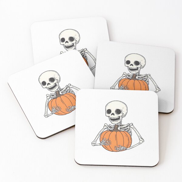 Item preview, Skeleton Hugging Halloween Pumpkin Illustration designed and sold by CharmingQuill.