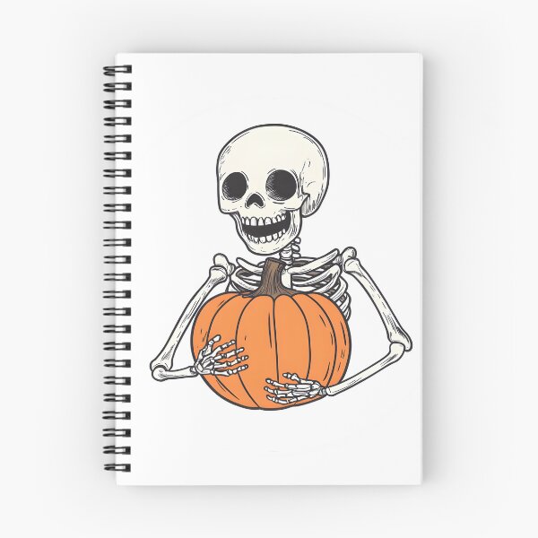 Item preview, Skeleton Hugging Halloween Pumpkin Illustration designed and sold by CharmingQuill.
