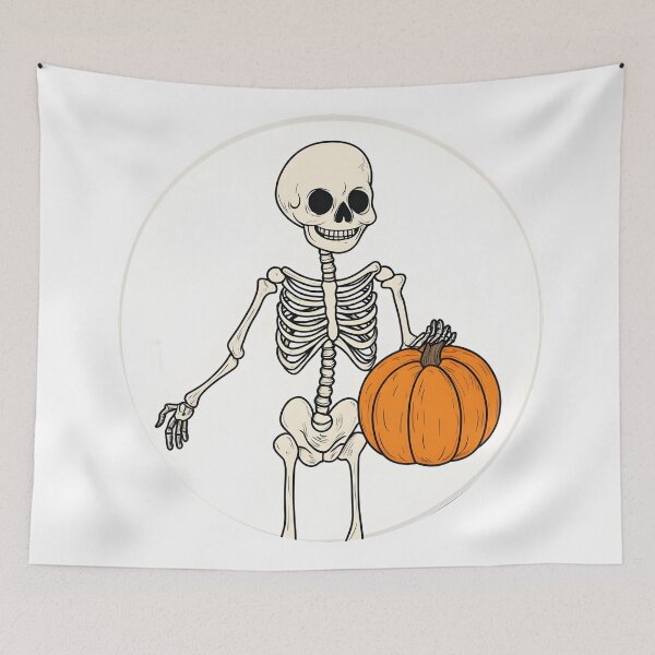 Item preview, Halloween Skeleton Holding Pumpkin Sticker Design designed and sold by CharmingQuill.