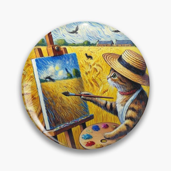 Item preview, Cat painting in wheat field designed and sold by thecatandkettle.