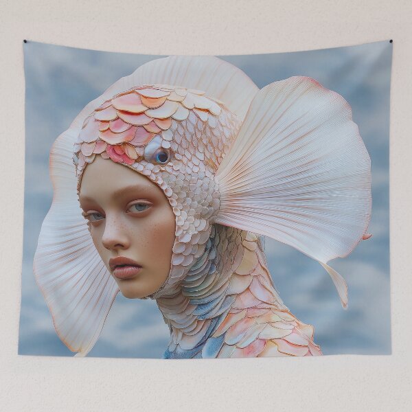 Item preview, "Fish-Inspired Masterpiece in Surreal Marina Couture" designed and sold by MacroArtHub.