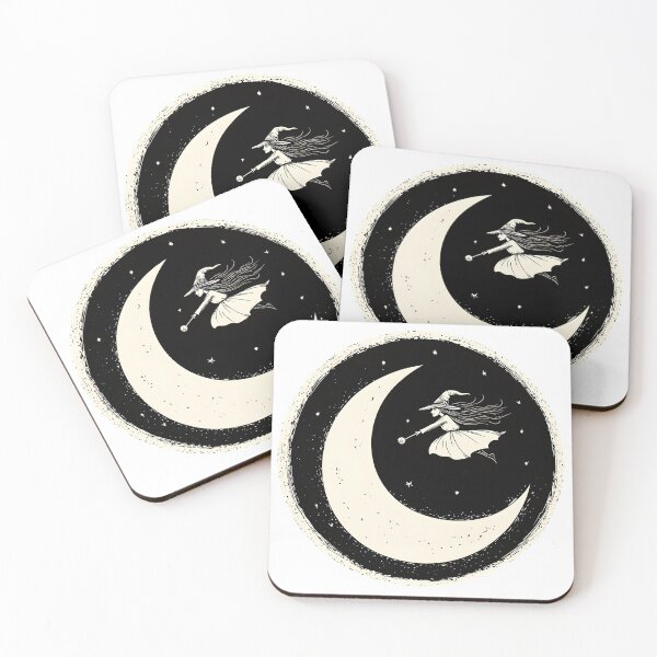 Item preview, Witch on a Crescent Moon at Night designed and sold by CharmingQuill.
